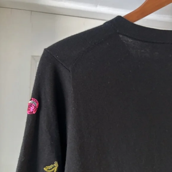 Kate Spade Sequin Cherries Black Cardigan Sweater Size L - Picture 11 of 16